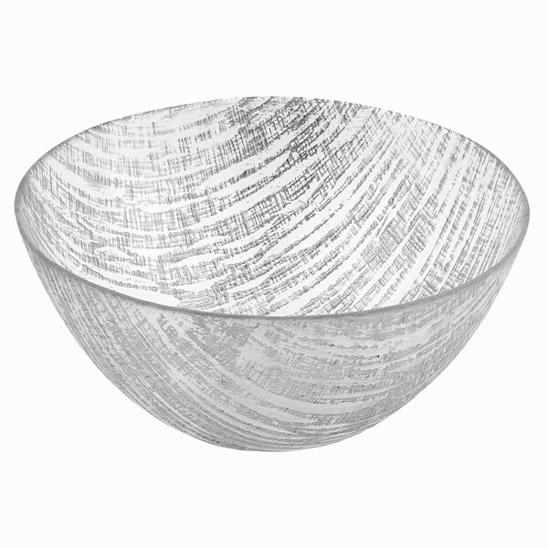 Homeroots 8 in. Hand Crafted Glass Silver Accent Salad or Serving Bowl 375851 - main